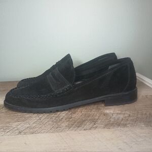 Calico Old Money Suede Penny Loafers Womens 10 Black Capsule Quiet Luxury
